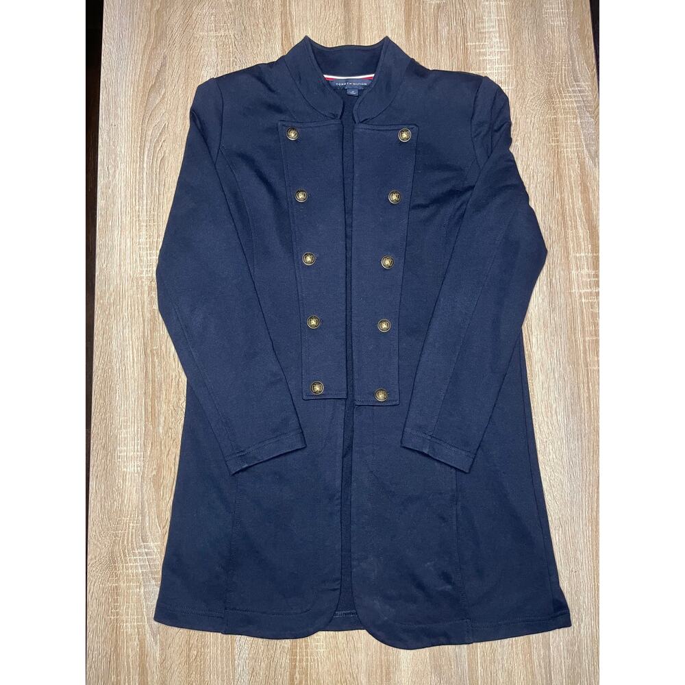 Tommy Hilfiger Women's Navy Band Jacket Military Double Breasted Medium
